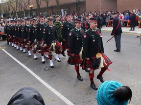 Several members of the Essex and Kent Scottish Regiment marched in the parade during the annual Remembrance Day ceremony at the cenotaph in downtown Chatham, Ont. on Sunday November 11, 2018. (Ellwood Shreve/Chatham Daily News)