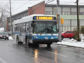 The Cumberland route bus on Fifth Street on Tuesday November 27, 2018 in Cornwall, Ont. Lois Ann Baker/Cornwall Standard-Freeholder/Postmedia Network