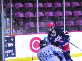 Action from an American Collegiate Hockey Association game between the Sault College Cougars and the visiting Saginaw Valley State University Cardinals during the last full season. POSTMEDIA