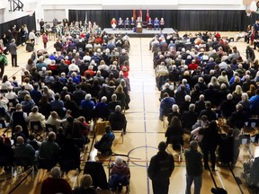 Hundreds of people in the Quinte Sports and Wellness Centre attend last year's levee. The facility is one of several in which residents areas with high COVID-19 activity are no longer permitted.