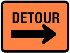 Detour road sign