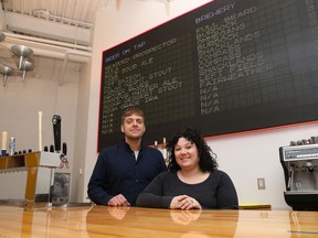 Dan Carnovale and his wife, Melissa Mehes, are co-owners of Spacecraft brewery and eatery located at the old bus station on Notre Dame Avenue in Sudbury, Ont.