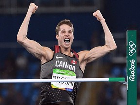 Canada's Derek Drouin competes in the men's high jump during the 2016 Olympic Games in Rio de Janeiro, Brazil on Tuesday, Aug. 16, 2016. (THE CANADIAN PRESS/Sean Kilpatrick)