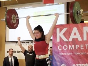 Alana Santavy of Sarnia, Ont., represented Canada at the 2019 International Weightlifting Federation world youth championships in Las Vegas. (Contributed Photo)