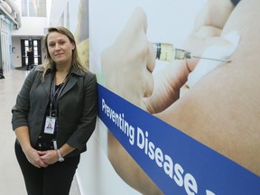 Clinical services manager Stephanie McFaul stands in a hallway of Hastings Prince Edward Public Health in 2019. Public health workers are offering free self-testing kits amid a local outbreak of gonorrhea, a sexually-transmitted infection.
