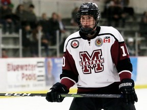 Chatham Maroons' Craig Spence (10) plays against the St. Marys Lincolns in the third period at Chatham Memorial Arena in Chatham, Ont., on Sunday, Nov. 11, 2018. Mark Malone/Chatham Daily News/Postmedia Network