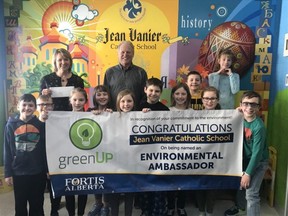 Students at Jean Vanier Catholic School were recently awarded a $1,000 grant from Fortis Alberta’s Green Up program that will be used to create person-powered electricity to charge personal devices in the classroom.