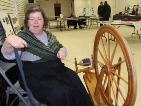 Sharon Rideough demonstrate her spinning abilities at the Heritage Day display at the Pembroke Mall on Saturday, Feb. 23, 2019. The event is held jointly by local museums and heritage groups.