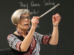 Sally Lesk directs members of the Laurentian Concert Band during a rehearsal at Laurentian University in Sudbury, Ont. on Tuesday March 19, 2019 for an upcoming concert.
