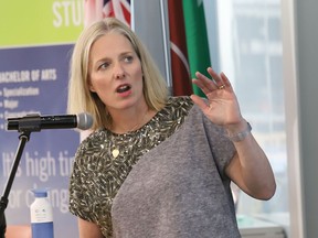 Minister of Environment and Climate Change Catherine McKenna spoke at a town hall event at Laurentian University in Sudbury, Ont. on Thursday March 7, 2019. John Lappa/Sudbury Star/Postmedia Network