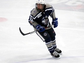 Ben Hackl in action during Dryden's 3-2 double overtime loss in Game 2 of the SIJHL semifinals to the Thunder Bay North Stars on Friday, March 29 at the Fort William Gardens. Leith Dunick/tbnewswatch.com