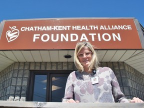 Mary Lou Crowley, president and CEO of the Chatham-Kent Health Alliance Foundation, is shown outside the organization's building on Ursuline Avenue in Chatham April 3, 2019. (Tom Morrison/Postmedia Network)