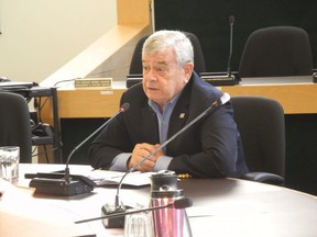 Dennis Travale, chair of Norfolk’s Police Services Board, presided over a special meeting of the PSB Wednesday where a formal role for the Norfolk OPP in the enforcement of county bylaws was on the agenda. – Monte Sonnenberg