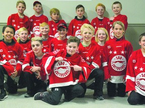 Representing the Northern Ontario Hockey Association at the Ontario Hockey Federation championships this weekend are the Soo Major Atom AA Jr. Greyhounds. Pictured above, players (who all have 2008 birth dates) include goalies Dalton Hoornstra and Payton Melchiorre, defencemen Hayden Joseph, Cameron Kontulainen, Owen Sanderson, Carter Kucher, Luca Blonda and Colton Huckson and forwards Espen Escasa, Aiden Atkinson, Cole Wreggitt, Gavin Killoran, Brock Chitaroni, Danny MacDonald, Evan Headrick, Nikolas Rossetto and Nathan Dupuis.