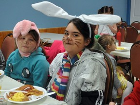 River Thacker and Caydence Andre, both sporting colorful face paintings, took part in this year's Optimist Egg Hunt and breakfastat the Optimist Club Park  on Saturday April 20, 2019 in Cornwall, Ont. The event attracted more than 250 people.
Francis Racine/Special to the Cornwall Standard-Freeholder/Postmedia Network