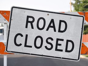 Road Closed Sign Close-Up