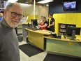 Local artist Stephen Hogbin, who died Jan. 13, said in 2019 he had the Niagara Escarpment's layers of rock and trees in mind when he designed the new circulation and information desk in the Owen Sound & North Grey Union Public Library. (Scott Dunn/The Sun Times/Postmedia Network)