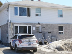 Greater Sudbury Police attended the scene of an assault on Paquette Street in Sudbury, Ont. on Thursday April 4, 2019. John Lappa/Sudbury Star/Postmedia Network