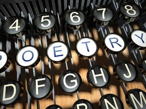 Typewriter with Poetry buttons, vintage