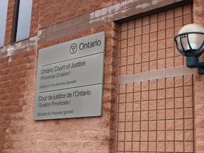 Brantford Ontario Court of Justice front sign