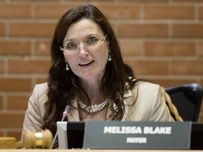 Regional Municipality of Wood Buffalo Mayor Melissa Blake listen to public input on the Wood Buffalo Recovery Committee Bylaw during the Regional Municipality of Wood Buffalo council meeting, in Fort McMurray Alta. on Tuesday June 14, 2016. Photo by David Bloom ORG XMIT: POS1607121423107780