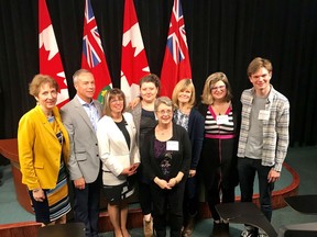 Nickel Belt MPP France Gelinas is joined by supporters for the introduction of her 911 Everywhere in Ontario bill at Queen's Park in 2019.