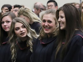 Graduating students take part in a convocation ceremony at Cambrian College in Sudbury, Ont. on Wednesday May 29, 2019.
