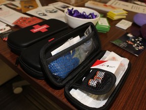 A naloxone kit on display at an International Overdose Awareness Day event    Vincent McDermott/Fort McMurray Today/Postmedia Network
