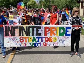 Infinite Pride Stratford held its second grassroots march in 2019. This year's march was postponed because of the pandemic, but there will be a small parade June 22. Cory Smith/The Beacon Herald