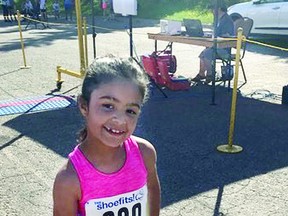 RUN THE LAKES: Emma, 6, would be nine or 10 now, but here she is proud to participate in the 2019 run. The run, in 2020 and 2021 was conducted virtually. SAULT THIS WEEK FILE PHOTO