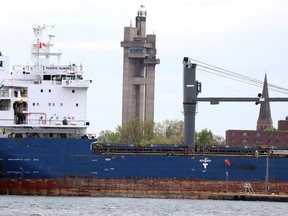 Freighter Pacifi Huron approaches the Soo Locks in Sault Ste. Marie, Mich., on Sunday, June 9, 2019. (BRIAN KELLY/THE SAULT STAR/POSTMEDIA NETWORK)