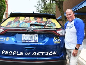 Don "Sparky" Leonard, the district governor for Rotary District 6380, is shown next to his Rotary-themed vehicle in downtown Chatham on July 8. A member of the Rotary Club of Chatham, Leonard recently began his year-long term as district governor and will cover an area that includes Chatham-Kent and southeast Michigan. Tom Morrison/Chatham This Week