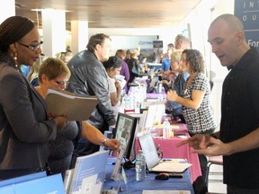 Job seekers and recruiters got plenty of face time at the Cornwall and Area Job Fair held at the Cornwall Civic Complex on Wednesday September 13, 2017 in Cornwall, Ont. Alan S. Hale/Cornwall Standard-Freeholder/Postmedia Network