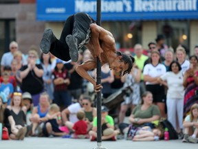 Pancho Libre, an acrobatic act from Mexico, was one of many international street performers to converge on Kingston during the 31st annual Kingston Buskers Rendezvous from July 4-7, 2019.