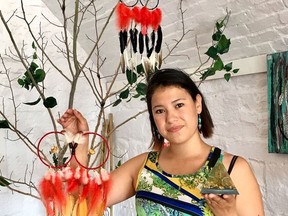 Kingston's Jaylene Cardinal is among the artists whose work will be display in the "Waawaateg: Northern Lights and Indigenous Storytelling" installation opening in Confederation Park on Friday.