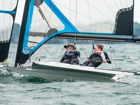 Kingston sailor Ali ten Hove, right, and Toronto sailor Mariah Millen will sail in the 49er FX fleet at the Olympic Summer Games in Tokyo.