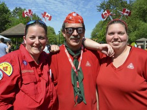 A 2019 file photo of people at Canada Day at celebrations at Kelso Beach at Nawash Park in Owen Sound. Left to right: Lisa Lancaster, Len Cox and Grace Cahoon. (Scott Dunn/The Owen Sound Sun Times/Postmedia Network)