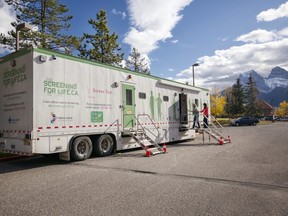 An outside view of the mobile mammogram clinic.