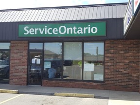 The ServiceOntario centre on Grand Avenue East in Chatham. (Trevor Terfloth/The Daily News)