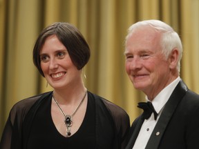 David Johnston presents the Governor General Literary Award to Erin Shields at Rideau Hall, in Ottawa in November 2011. (POSTMEDIA NETWORK FILE PHOTO)