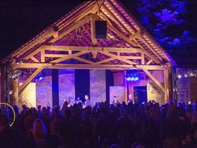 The Jerry Cans play to a dancing crowd on Saturday night at the Canmore Folk Music Festival on August 3, 2019. photo by Pam Doyle/pamdoylephoto.com