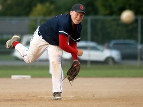 Chatham Diamonds pitcher Jarret Drew throws against the Seaway Surge in their opening game of the Ontario Baseball Association major peewee 'AA' championship at St. Clair College's Chatham Campus in Chatham, Ont., on Friday, Aug. 30, 2019. Mark Malone/Chatham Daily News/Postmedia Network