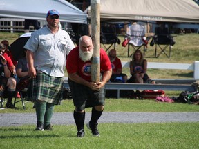 Kevin Fast competes in the caber toss at the Glengarry Highland Games on Saturday August 3, 2019 in Maxville, Ont. Alan S. Hale/Cornwall Standard-Freeholder/Postmedia Network