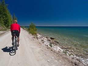 A cyclist along a portion of the route for the Gravel Gran Fondo on the Bruce Peninsula. File photo.