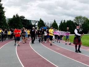 The start of the 2019 Terry Fox Run at the TISS track in Brockville. File photo