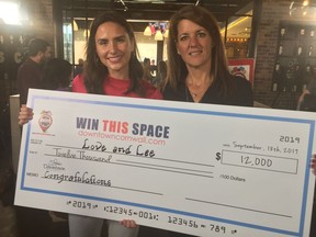 Handout Not For Resale
Kelsey Lee, left, of Love and Lee with Downtown BIA chair Martha Woods at the announcement of the winner of the Win This Space contest on Wednesday, Sept. 18, 2019, in Cornwall, Ont.
