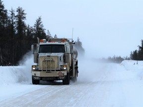A fuel truck heads north on the Fort Chipewyan winter road on Friday, February 9, 2018. Vincent McDermott/Fort McMurray Today/Postmedia Network