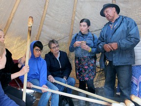 Phillip Campiou (in hat) instructs Stony Plain residents and visitors on how to make bannock while sharing indigenous stories during Alberta Culture Days celebrations Saturday, Sept. 28, 2019 at the Stony Plain Public Library. He will be back again this year along with a number of other online and in-person events.