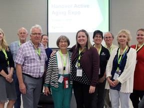 Members of the Hanover Age-Friendly Committee and other organizers of the National Senior's Day event in Hanover in 2019. From left: Anne Marie Shaw, Ed Hotchkiss, Ed King, Lyndsay Regier, Dorothy Adams, Laura Christen, Sherri Walden, Ron Zavitz, Norma Graham, Amber Schieck. Missing from the photo is Warren Dickert and Megan Kanters. RUTY KOROTAEV/ File photo.