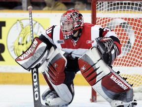 Ottawa 67's goalie Danny Battochio, in a game against the Sudbury Wolves.